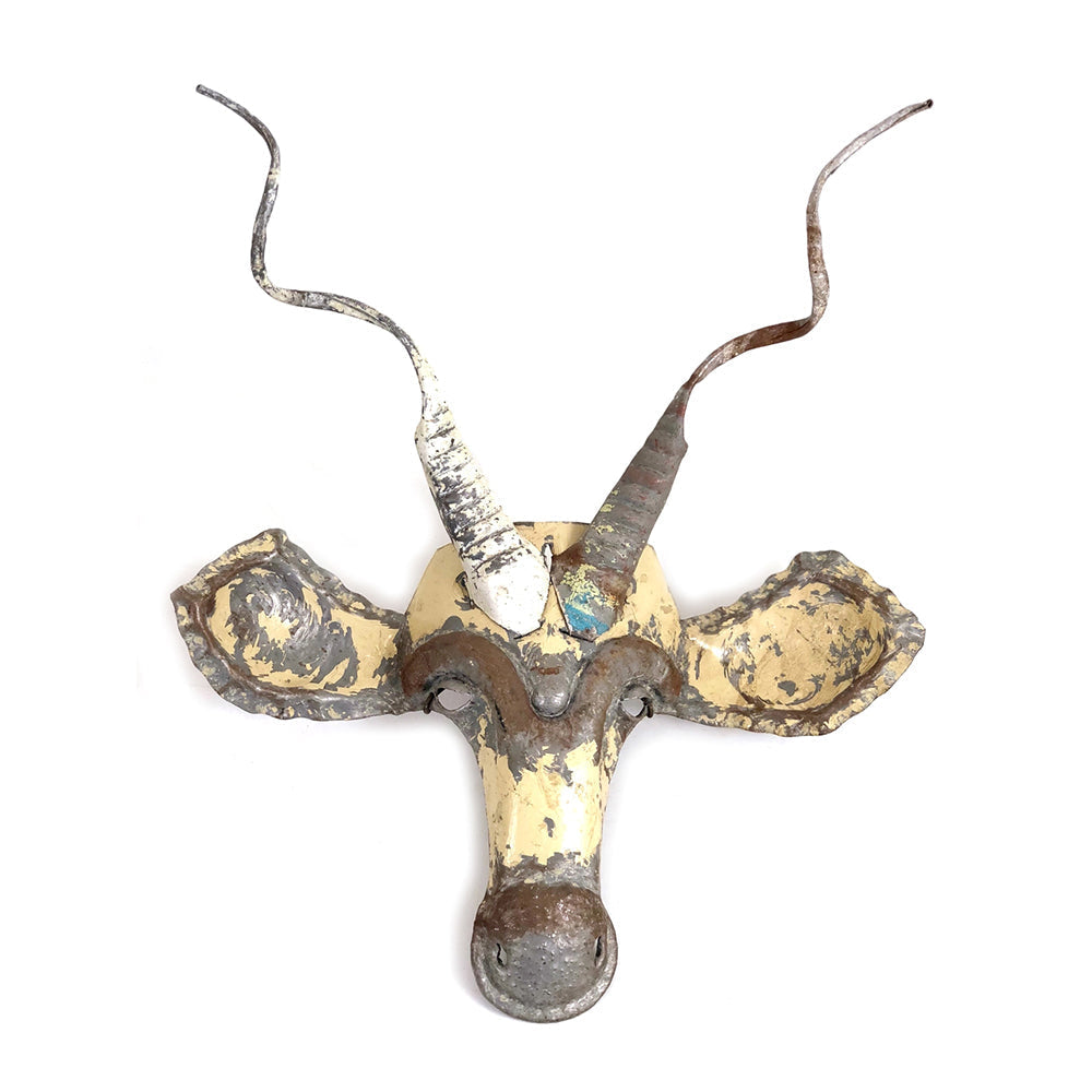 Kudu Animal Mask – Recycled Metal Wall Art