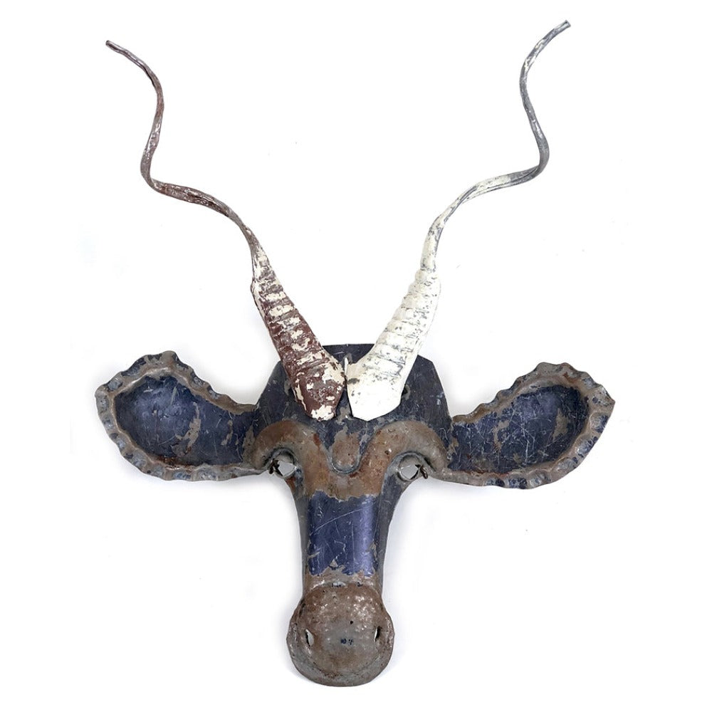 Kudu Animal Mask – Recycled Metal Wall Art