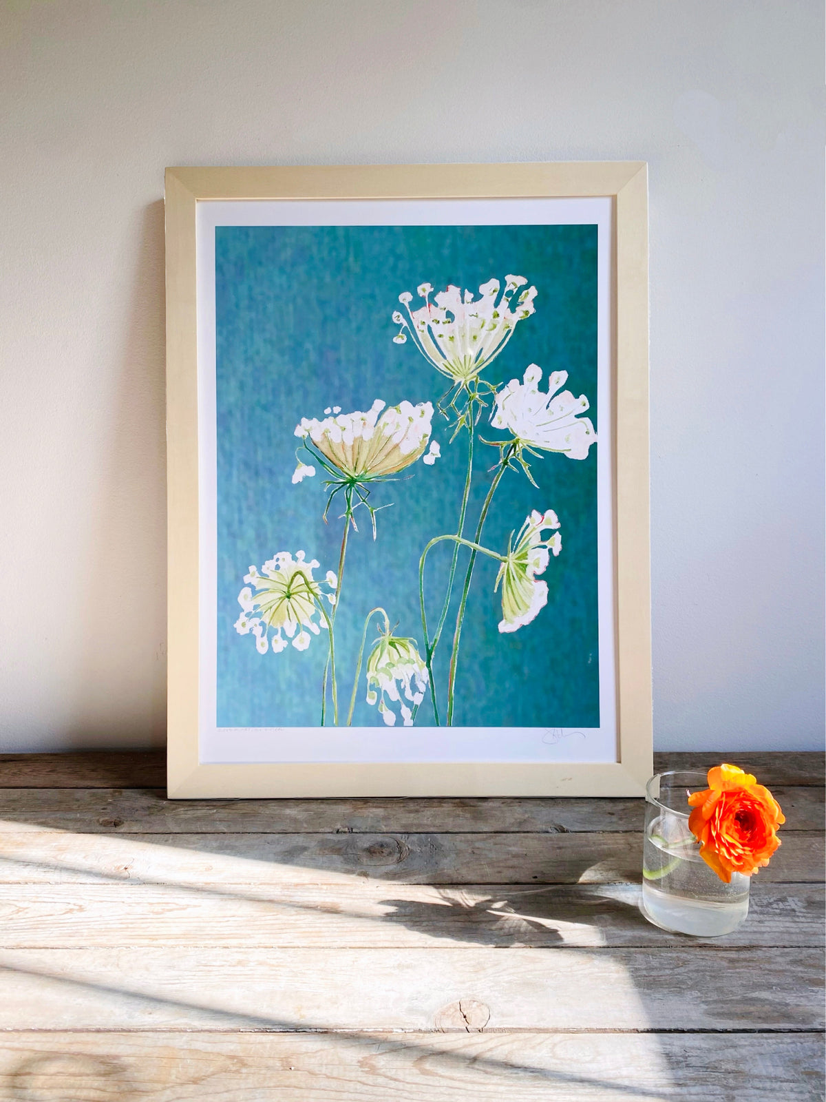Art Print: Queen Anne's Lace on Teal