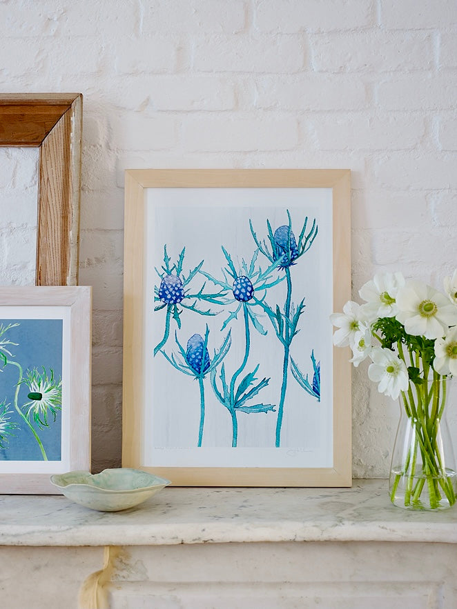 Art Print: Purple Thistle on Snow