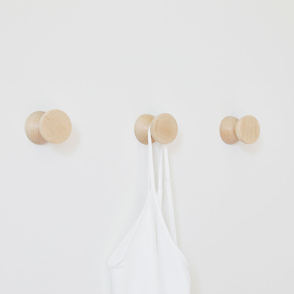 Geometric Beech Coat Hook – Set of 3