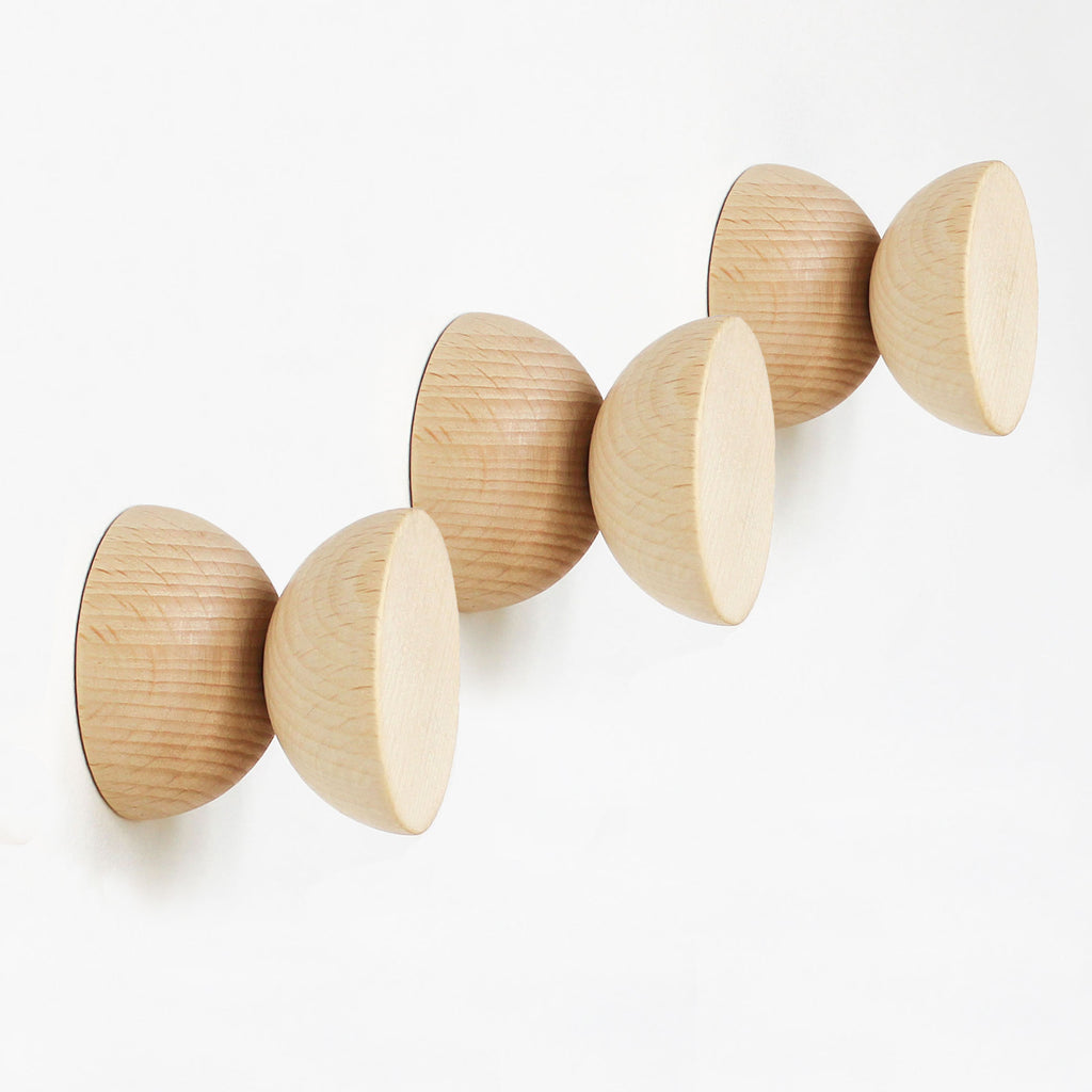 Geometric Beech Coat Hook – Set of 3