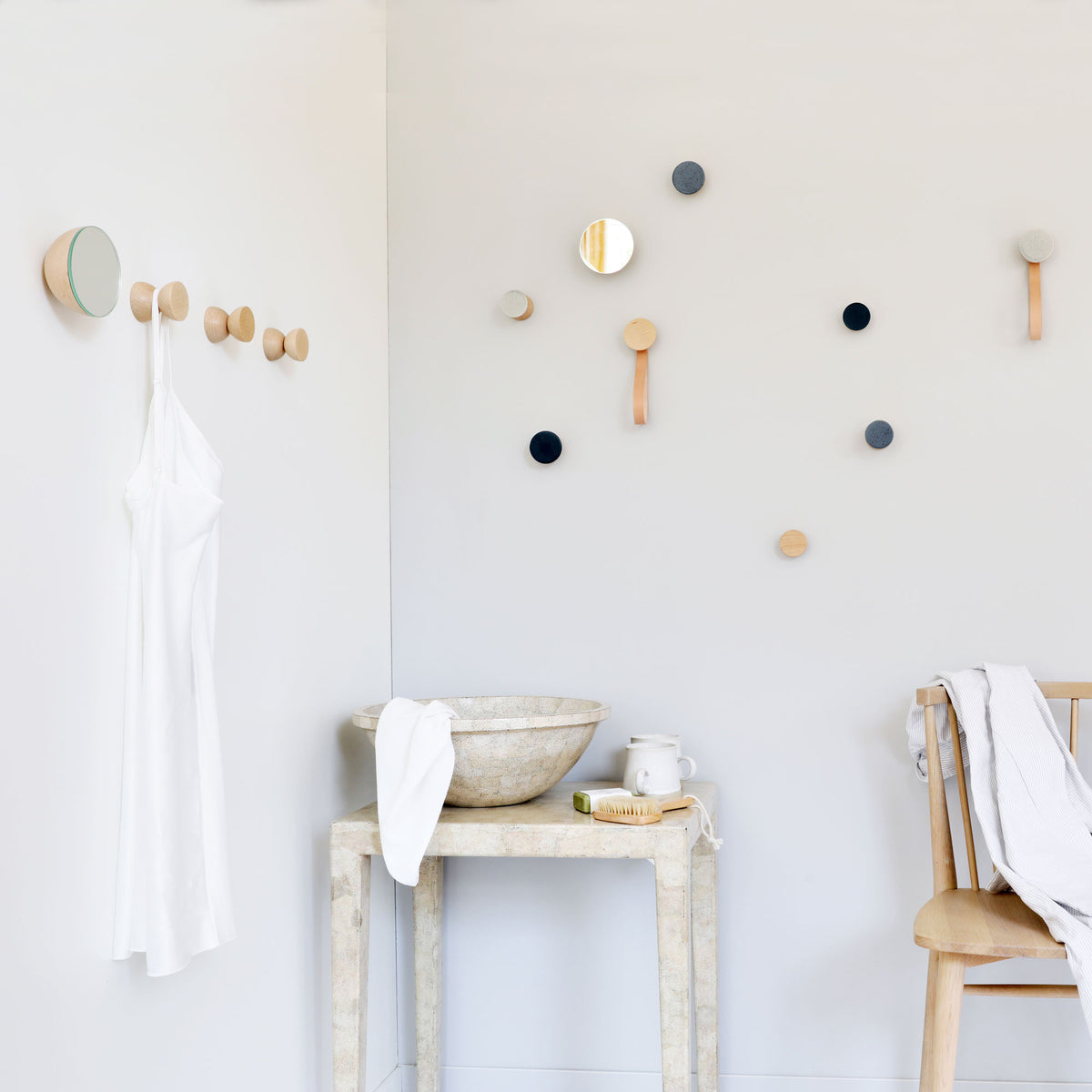 Geometric Beech Coat Hook – Set of 3